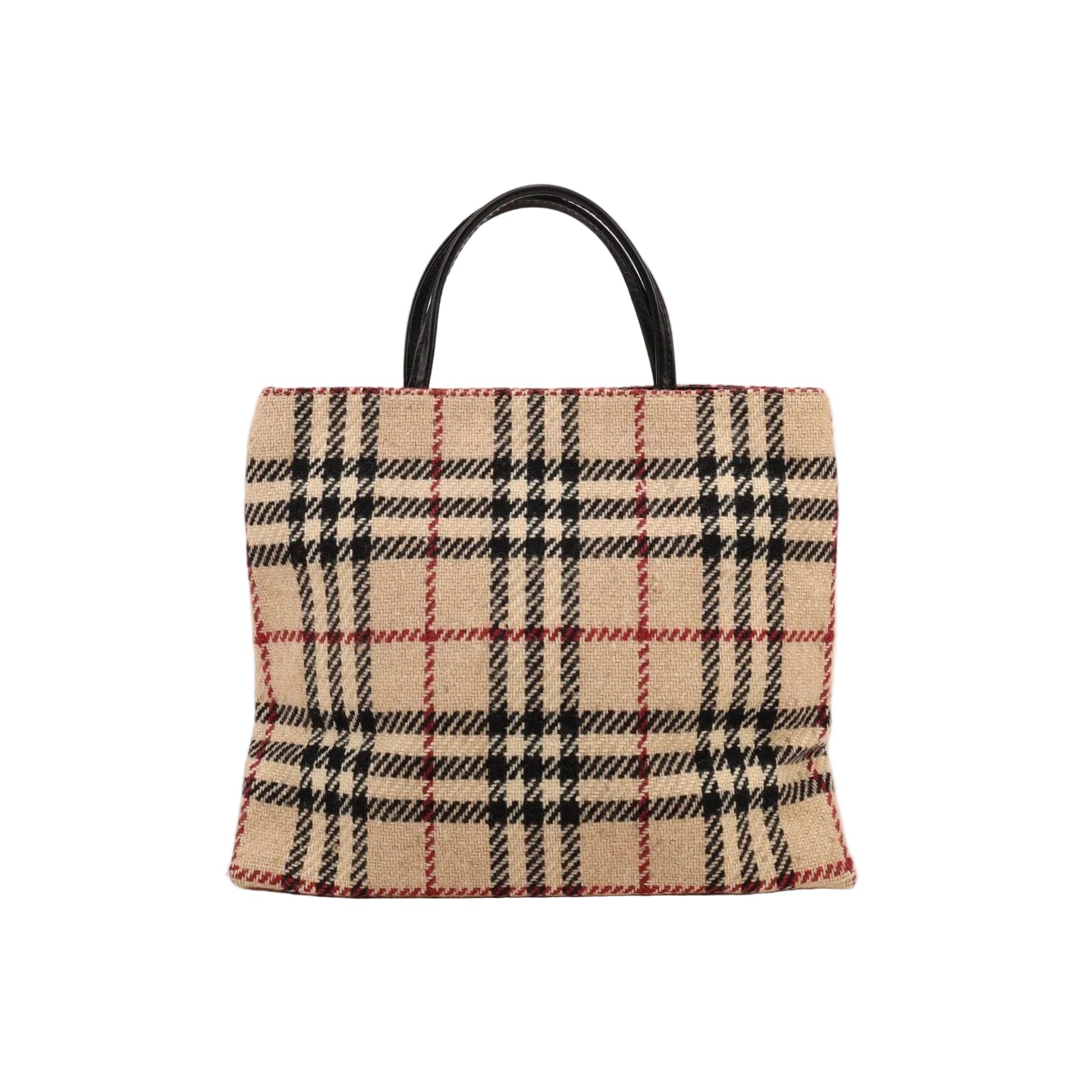 Burberry Woven Plaid Top Handle Bag