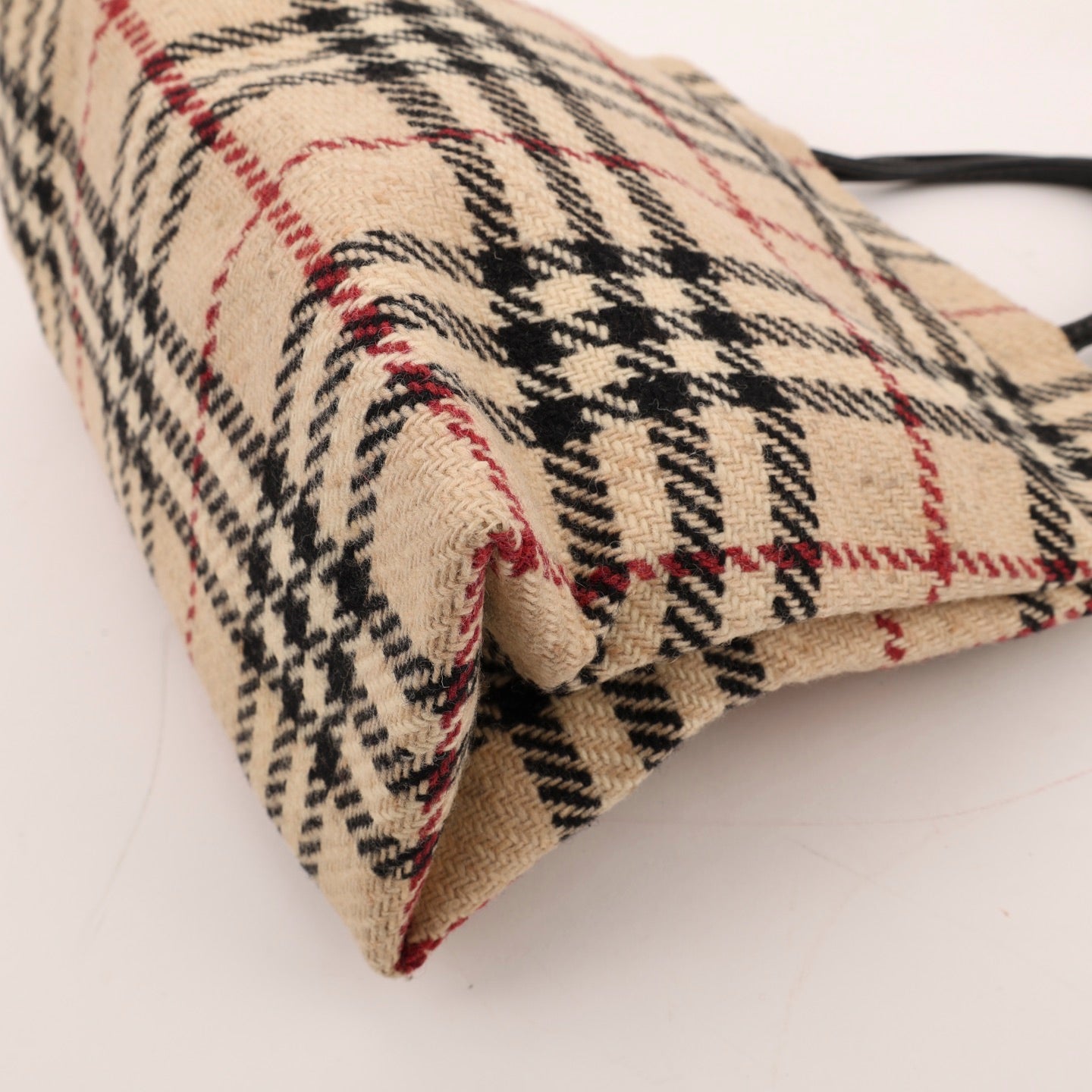 Burberry Woven Plaid Top Handle Bag