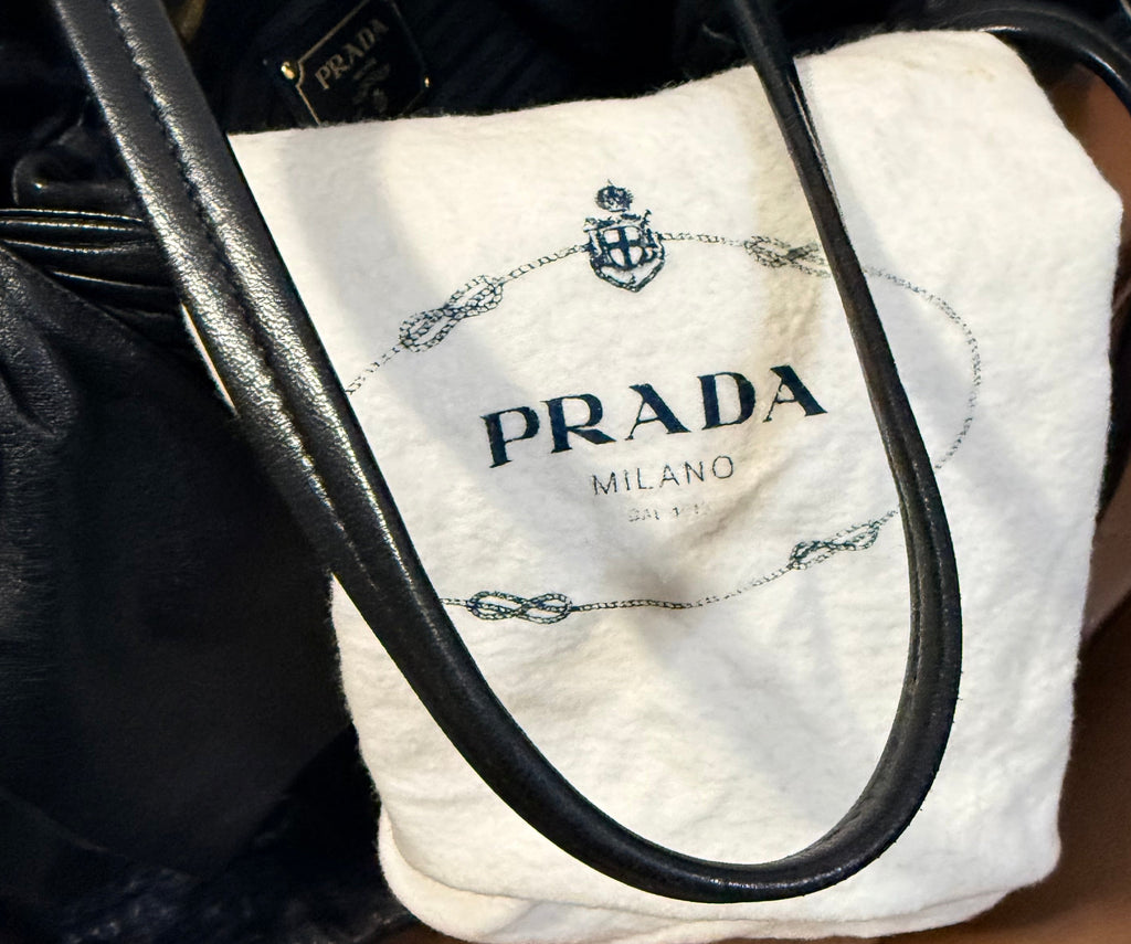 Prada Black Leather Shoulder Bow Bag
