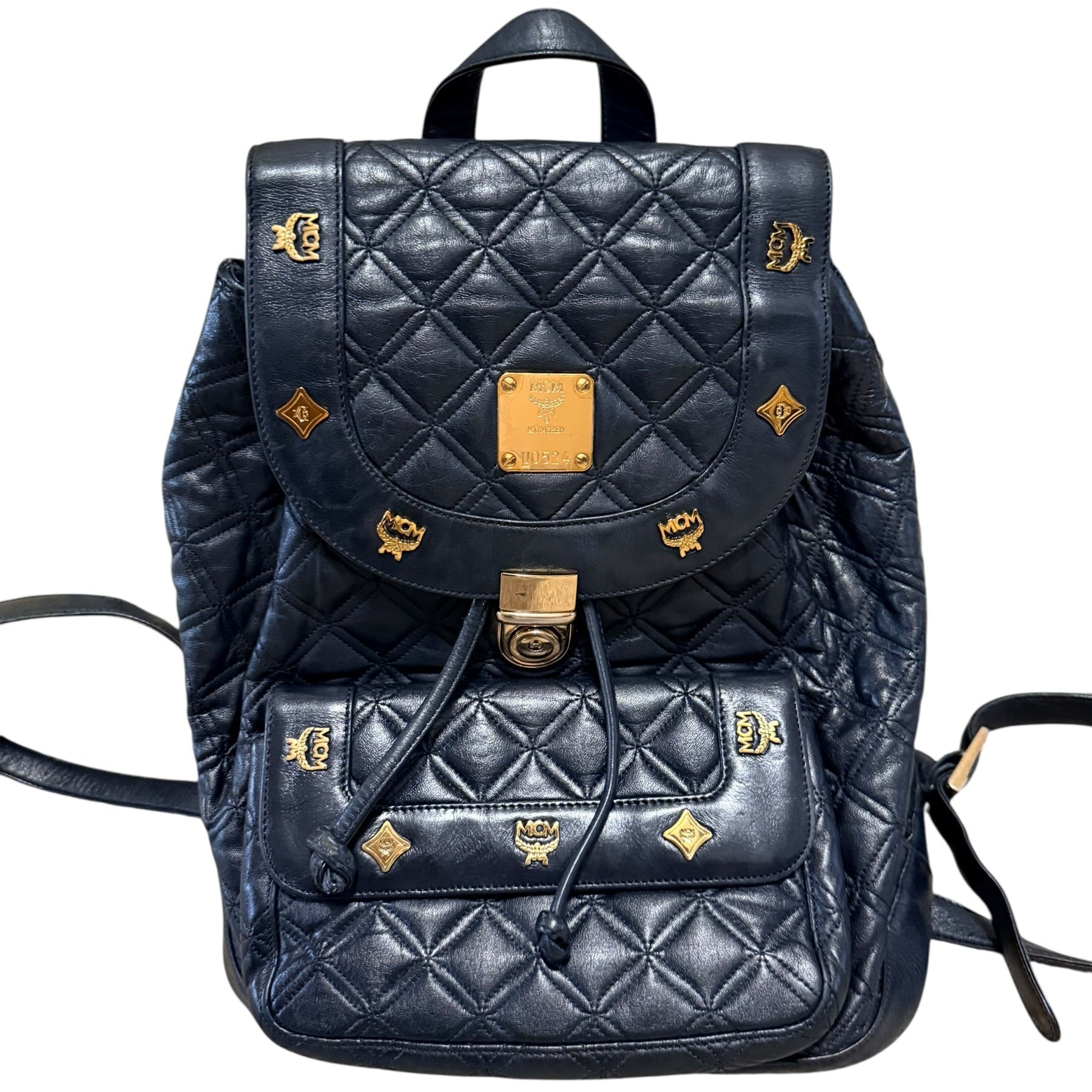 MCM Black Quilted Leather Backpack