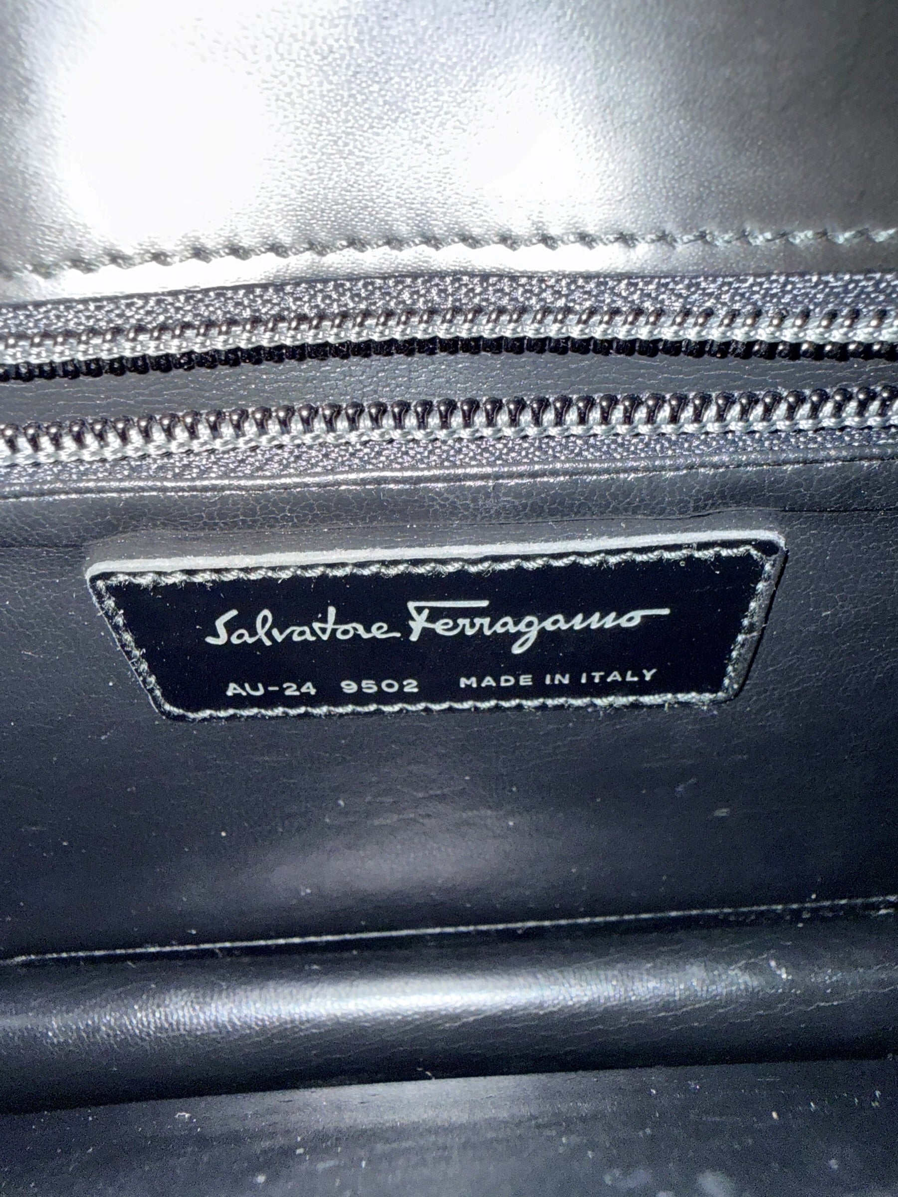 Ferragamo Black Leather Clutch