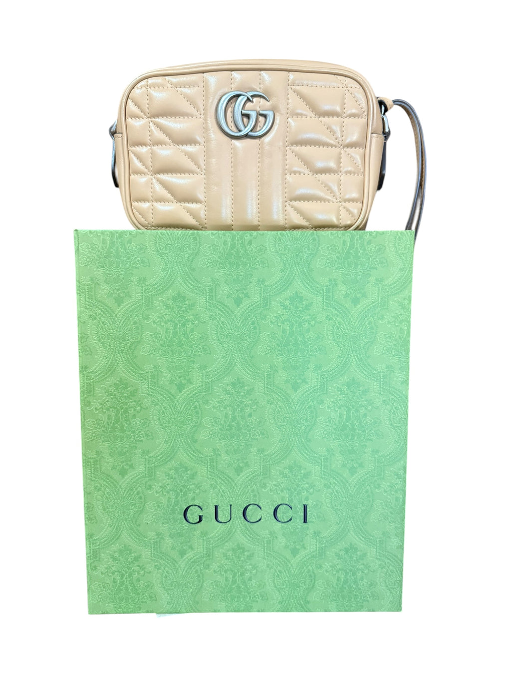 Gucci GG Marmont Tan Matelassé Crossbody Bag
