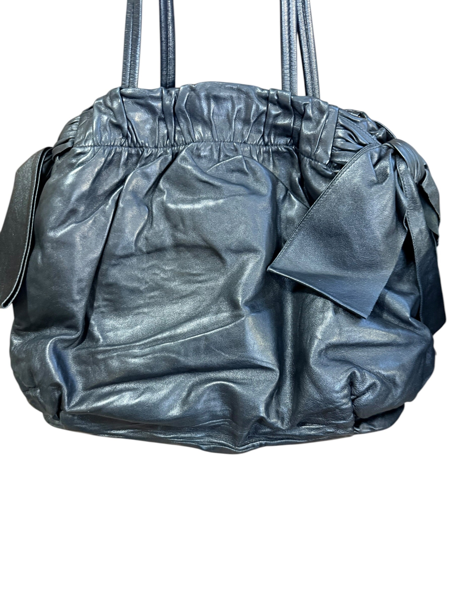 Prada Black Leather Shoulder Bow Bag