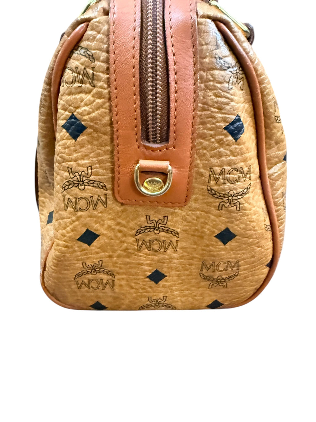 MCM Cognac Visetos Bando Boston Bag