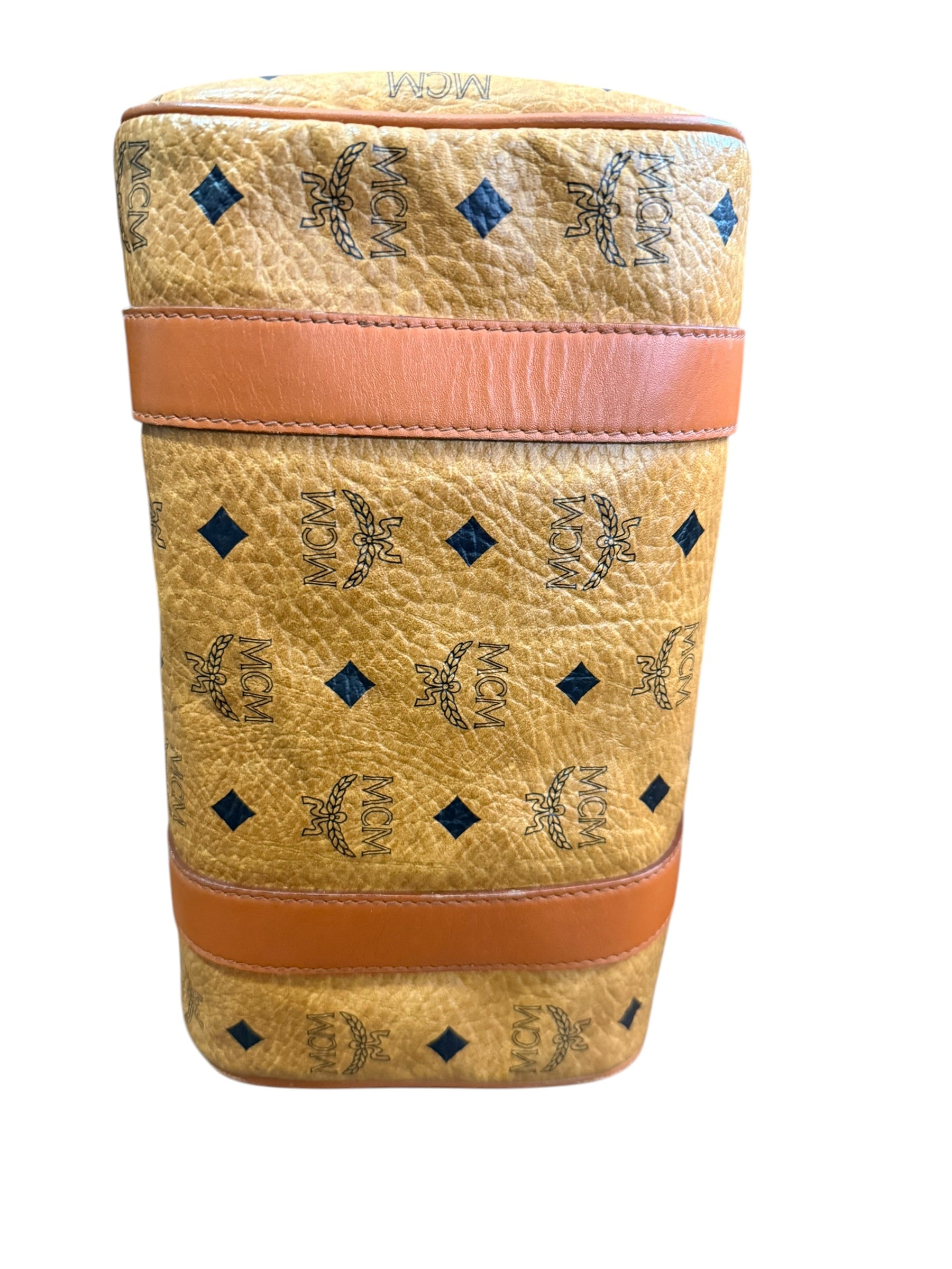 MCM Cognac Visetos Bando Boston Bag