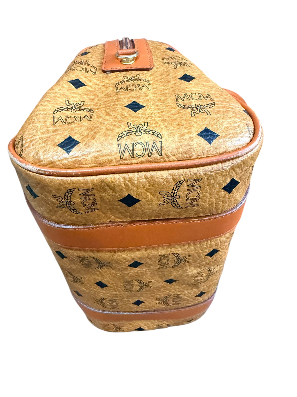 MCM Cognac Visetos Bando Boston Bag