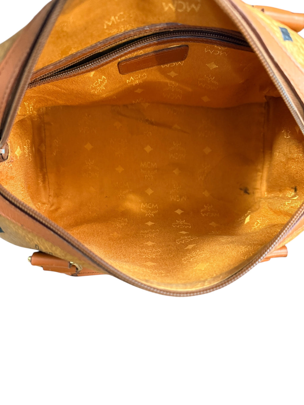 MCM Cognac Visetos Bando Boston Bag