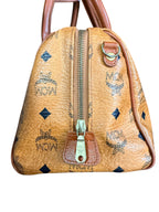 MCM Cognac Visetos Boston Bag