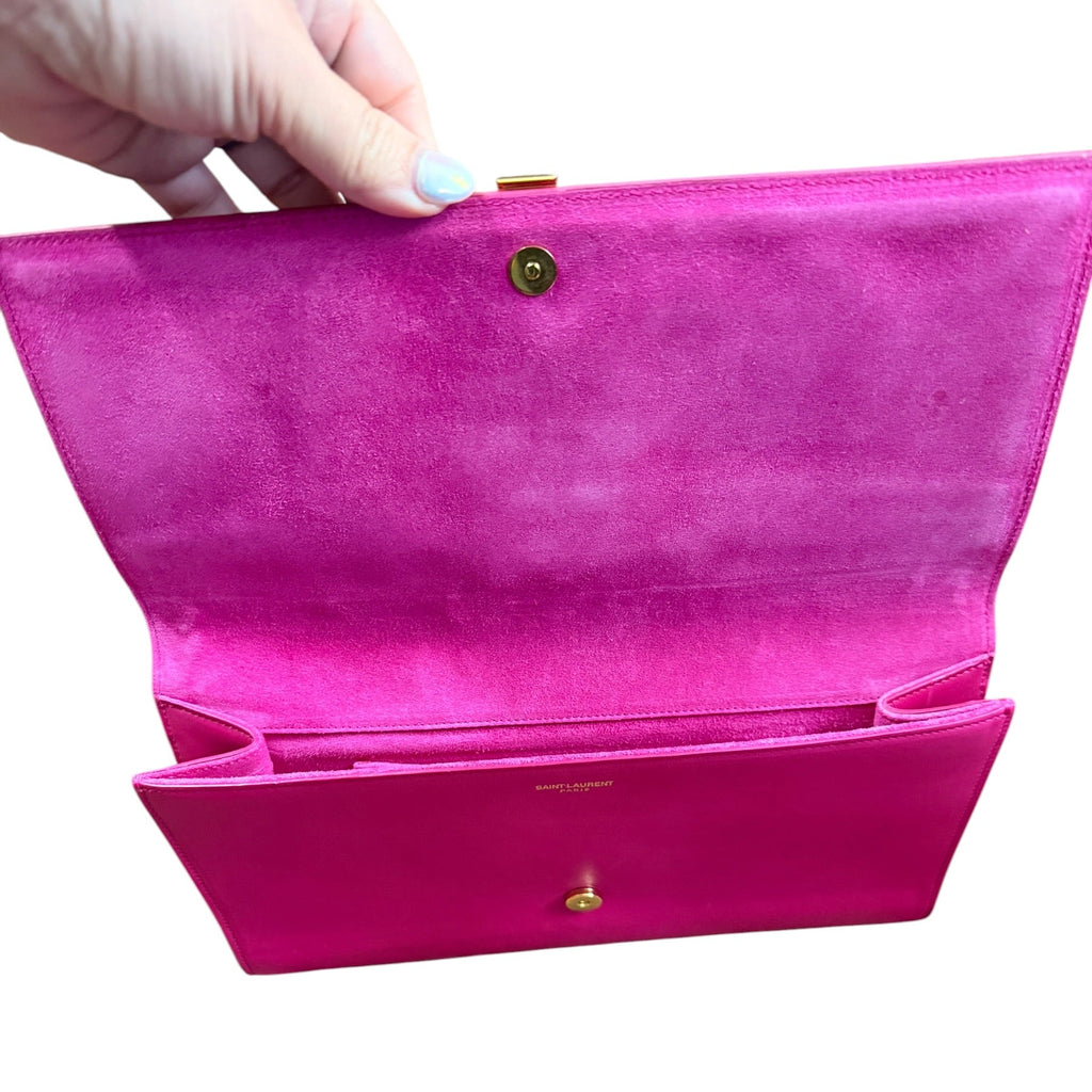 Saint Laurent “Y” Gold Hardware Pink Clutch
