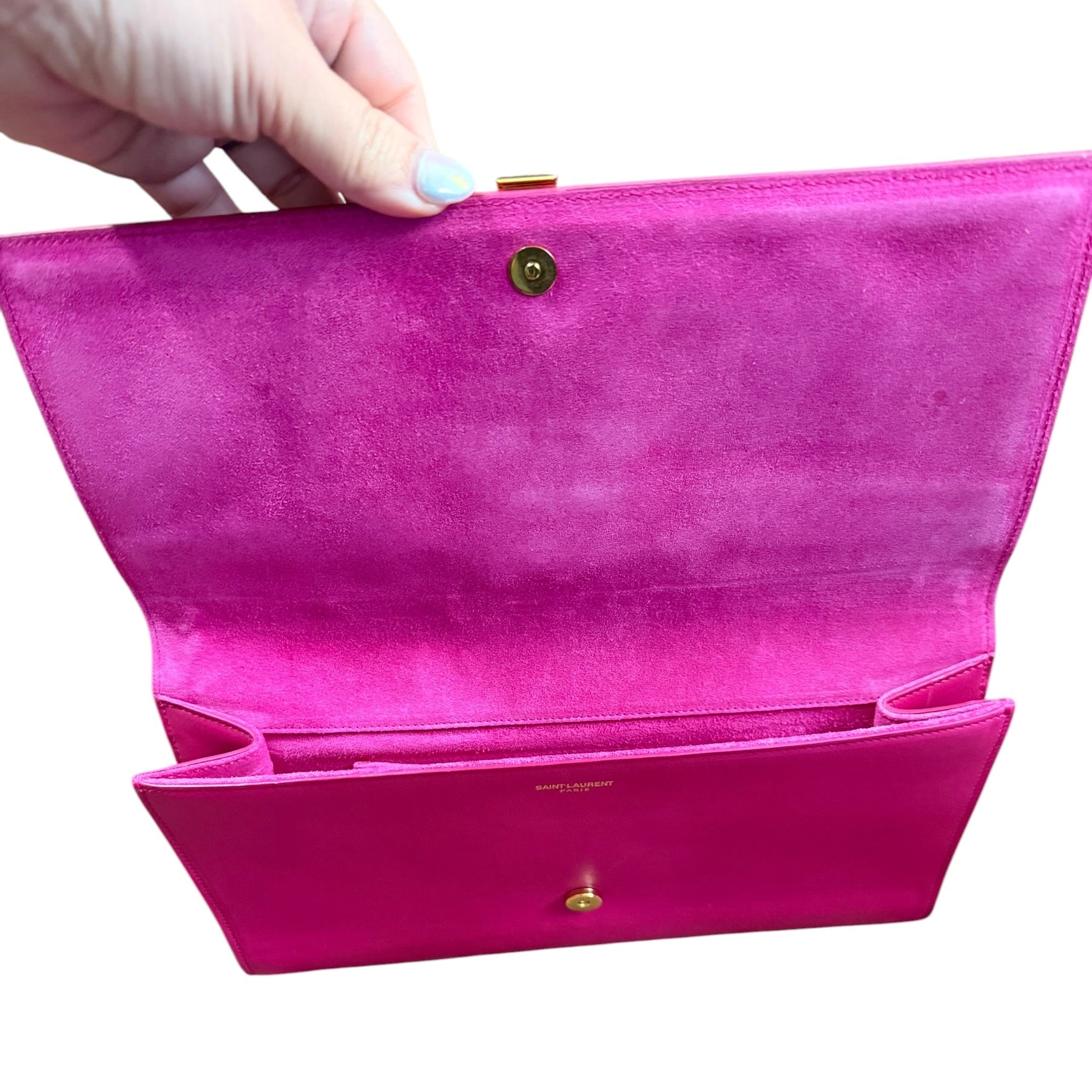 Saint Laurent “Y” Gold Hardware Pink Clutch
