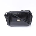 Gucci Vintage 1970's Interlocking GG Black Leather Shoulder Bag