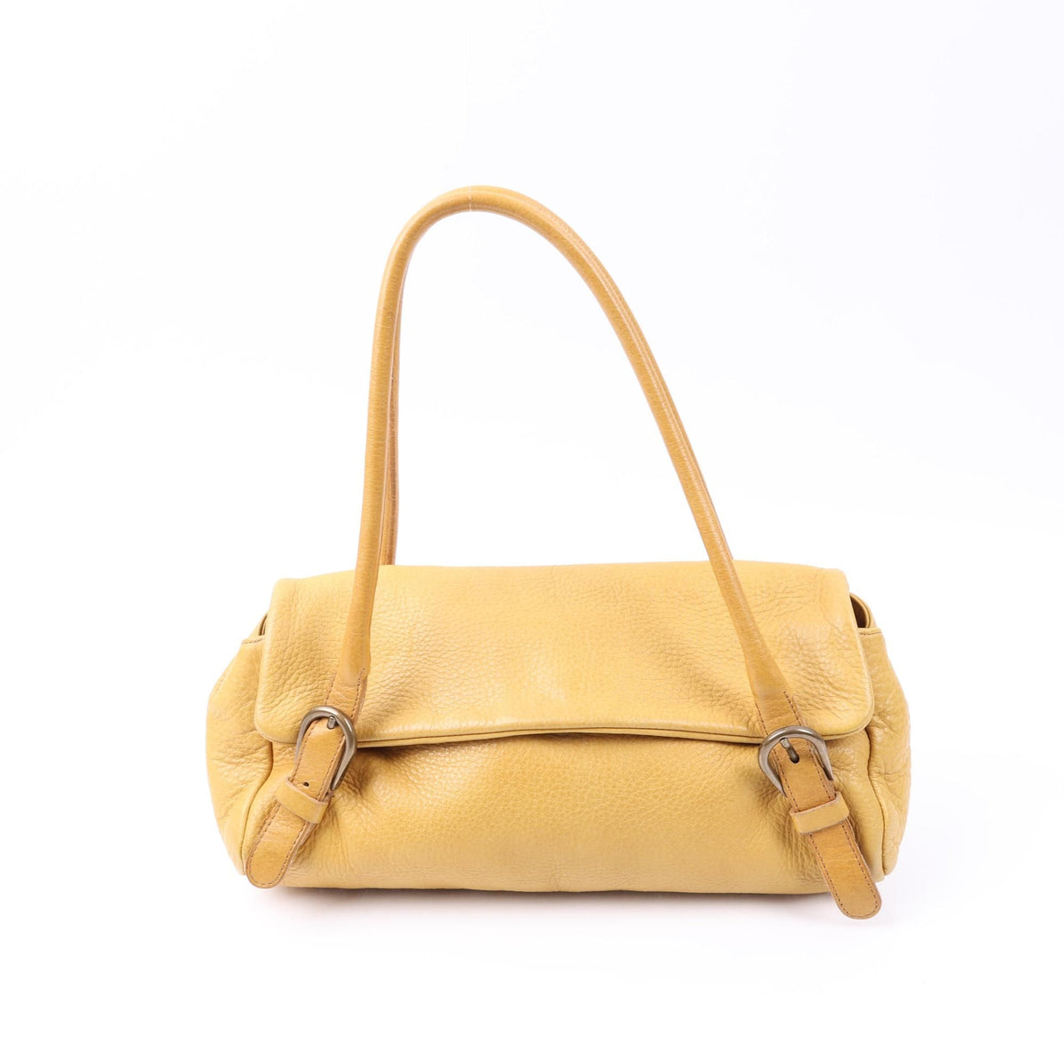 Miu Miu Vintage Buckle Yellow Leather Shoulder Bag